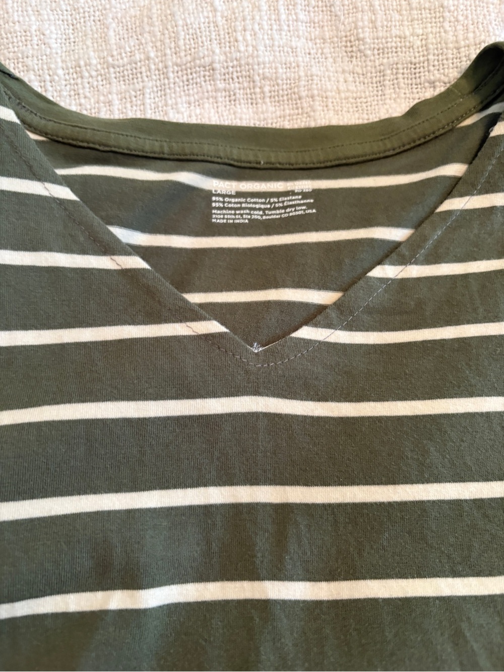 PACT Women’s Green Striped V-Neck Dress size large